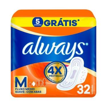 Imagem de Absorvente Always Suave Com Abas Tamanho M 32 Unidades