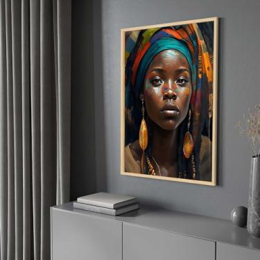 Imagem de Quadro com Moldura Mulher Africana Arte Decorativo Grande Sala Quarto Hall