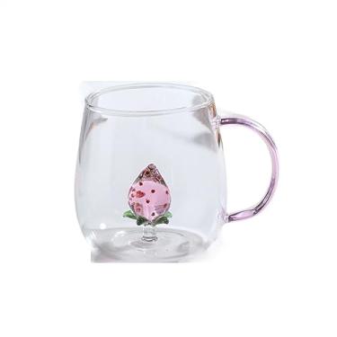 Imagem de hezhuhe2258 Caneca 3D Copos de vidro criativos canecas transparentes com alça xícara de café lindas garrafas de água resistentes ao calor xícara de leite caneca de café (B)
