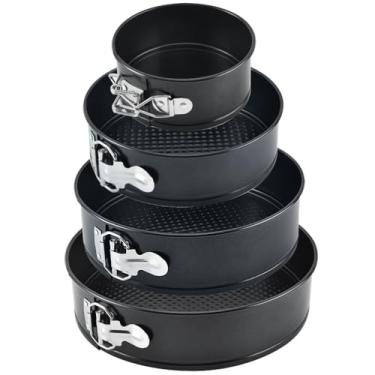 Imagem de Conjunto de panela Springform 10, 18, 22,5 cm molde de assar redondo à prova de vazamento antiaderente forno inferior removível para bolo, cheesecakes, pizza e quiches (4, 4-7-9-25 polegadas)