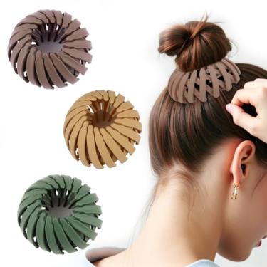 Imagem de 3 peças de grampos de cabelo para mulheres, grampos de cabelo bonitos e exclusivos, acessório de cabelo em rosa, verde areia, bege