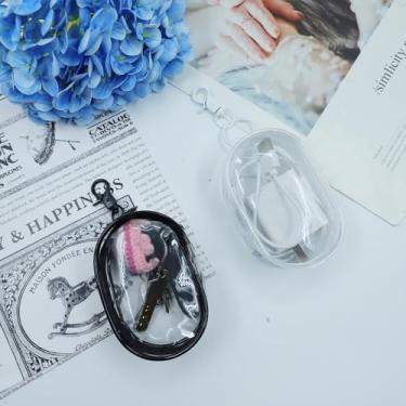 Imagem de Generic 2 bolsas e capas organizadoras de cabos transparentes, acessórios de viagem para chaves, mini batom, capa para fone de ouvido (preto)