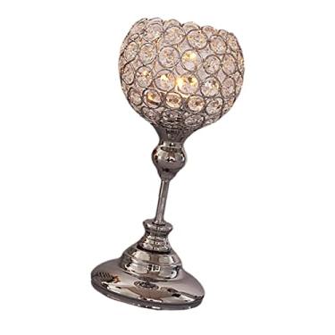 Imagem de Castiçal de cristal estilo nórdico decoração de mesa de candelabro de festa para mesa de casamento quarto vela de pilar de Natal, ouro, castiçais de 120 x 240 mm