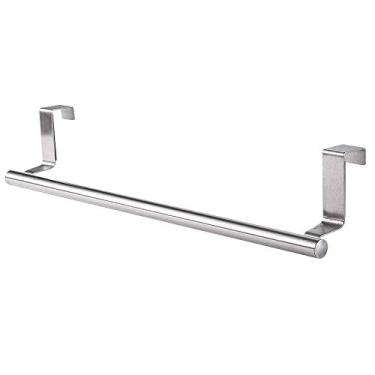 Imagem de SUS304 Armário de cozinha de barra única de aço inoxidável perfurado multifuncional toalheiro porta de armário gancho de pano traseiro 2 peças - 23 * 62 cm armazenamento de toalhas estilo