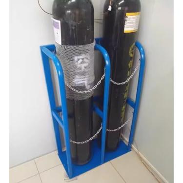 Imagem de Rack de cilindro de oxigênio de 100 cm de altura e suporte de tanque de propano, suporte de cilindro de gás montável no chão para hospital e laboratório, inclui corrente protetora e parafusos de