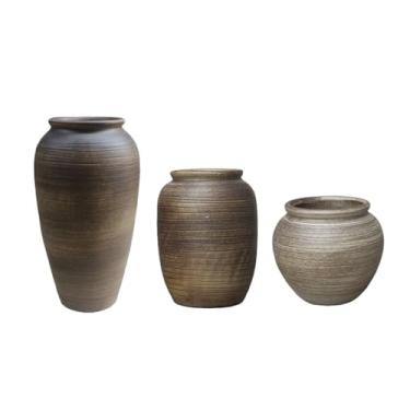 Imagem de Vaso Eramic para quarto, conjunto de três peças, sala de estar, estudo, decoração, vaso de cerâmica, retrô, arranjo de flores secas ásperas, restaurante