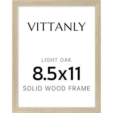 Imagem de Vittanly Porta-retrato de 21 x 28 cm, moldura de madeira maciça com acrílico, inclui tapete de 15 x 20 cm, pendurar na parede ou mesa para fotos, decoração de casa, carvalho claro, 1 pacote