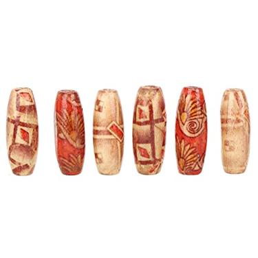 Imagem de Pilipane 200 peças de contas soltas de madeira oval natural,contas de artesanato, contas de madeira faça-você-mesmo, kit de contas de madeira pintadas em forma oval, para fabricação de pulseiras (23 x 8 mm)