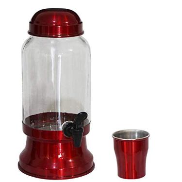 Imagem de Suqueira Barrica Suco Vidro para Liquidos Sucos Água Multiuso 3,2 Litros Gastrobel- Vermelho Verniz