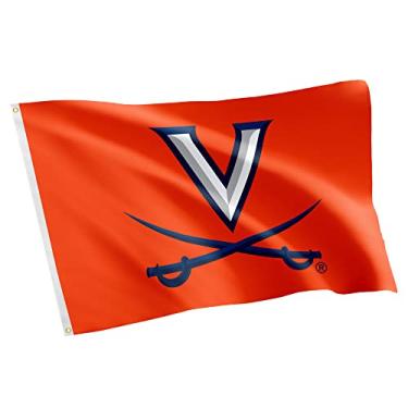 Imagem de Desert Cactus Bandeira 100% poliéster para ambientes internos e externos UVA Wahoos Hoos Wahoowa da Universidade da Virgínia 1,5 m x 1,5 m (Bandeira 2)
