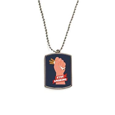 Imagem de DIYthinker Colar com pingente de etiqueta de cachorro em aço inoxidável com logotipo e pega cigarros