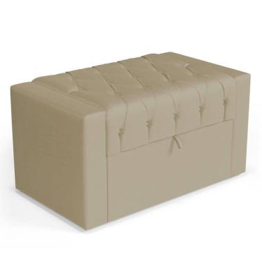 Imagem de Calçadeira Báu Solteiro Atena 90cm Capitonê Suede Bege - Desk Design