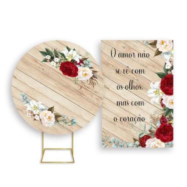 Imagem de Painel De Festa Redondo 1,50x1,50 + Painel Vertical 1,50x2,20 - Casame
