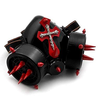 Imagem de Máscara de gás com rebites retrô Steampunk respirador cruz gótica cosplay spikes máscaras acessórios de festa de Halloween