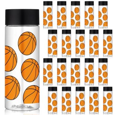 Imagem de Skylety 24 garrafas de plástico de basquete com tampas 382 g garrafas de suco reutilizáveis de basquete a granel recipiente de plástico para bebidas garrafas sensoriais suprimentos de festa de
