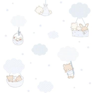 Imagem de Papel De Parede Treboli Balões Azul 5801 - Rolo 10m X 0,53m