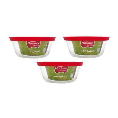 Imagem de Kit 3 Potes Redondos Vidro Marinex 600ml Tampa Silicone Nadir - Nadir 