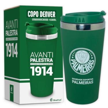 Imagem de Copo Palmeiras Térmico Emborrachado Inox Licenciado Oficial 450ml - Br