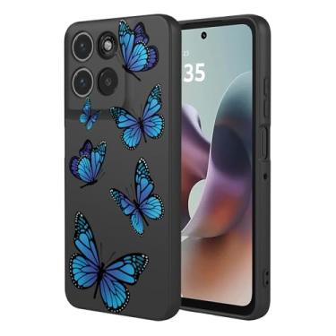 Imagem de HTXWXJC Capa de telefone para Moto G56, XT2529-2 à prova de choque flexível bumper TPU capas macias padrão borboleta capa de telefone para Motorola Moto G56 borboleta preta