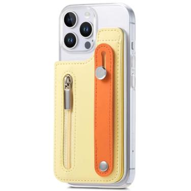 Imagem de YOGISU Capa de plástico com suporte para iPhone XS Max, carteira com zíper e porta-cartões (para iPhone XS Max/amarelo)