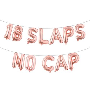 Imagem de Faixa de balão multicolorida com 18 tapas, sem tampa, suprimentos para festa de 18 anos, ideias, presentes e decorações (18 SLAPS NO CAP, ouro rosa)