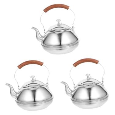 Imagem de wang hao shop Chaleira de chá, 3 peças, coador de chá, chaleira moderna, chaleira de água, cafeteira, filtro de café, bule de chá, chaleira chinesa, chaleira de metal, chaleira de aço inoxidável