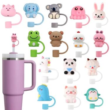 Imagem de GGDECA 15 peças de topo de palha para copo Stanley, tampa de cobertura de palha de silicone de 10 mm para copos Stanley 30 1,134 g, acessórios de tampa reutilizáveis