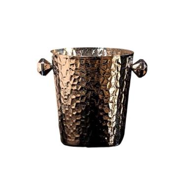 Imagem de Balde de gelo de aço inoxidável com padrão de martelo Balde de gelo, balde de vinho de gelo, decoração de sala de estar, balde de vinho tinto, balde de champanhe para festa, barril de gelo (A)