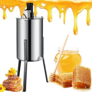 Imagem de Extrator elétrico de mel de estrutura 2/3/4, manivela giratória em favo de mel de aço inoxidável com tampa transparente, equipamento de centrífuga de apiário, para vinho de frutas, mel, apicultura o