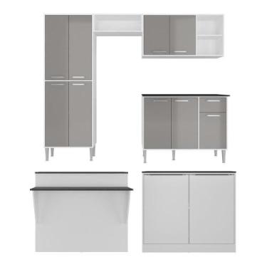 Imagem de Cozinha Completa C/ Bancada Multimóveis Branca/lacca Fumê - MULTIMOVEI
