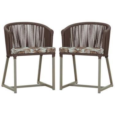 Imagem de 2 Cadeiras De Jantar Noronha Fendi Corda Náutica E6 Trama Marrom
