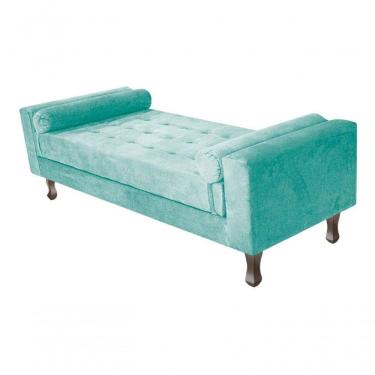 Imagem de Recamier Baú Félix Solteiro 100cm Suede Rosê - Amarena Móveis Cor Azul Tiffany