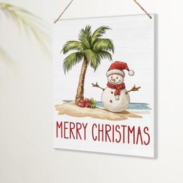 Imagem de Placa de decoração de Natal de Papai Noel litorânea, decorações de Natal, presentes para mulheres e homens, amantes da praia, Feliz Natal, decoração de parede para pendurar na porta, para casa