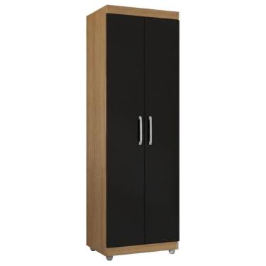 Imagem de Armario Multiuso 2 Portas 190x60 Cm Sabrina Amendoa Preto Reajl Moveis Amendoa Preto