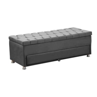 Imagem de Calçadeira Sapateira Baú Munique 160cm De Largura Veludo Star Confort Cinza Chumbo