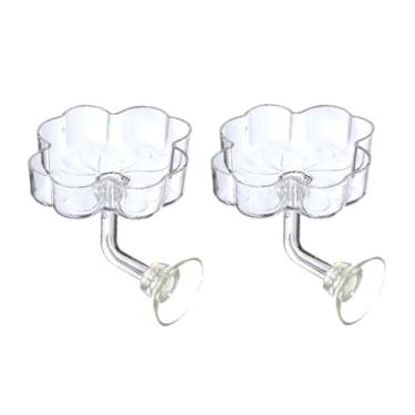 Imagem de Ｂｅｓｇａ 2 Comedouros para Aquário com Ventosa, Transparentes, em Formato de Flor, Porta-ração Pequeno para Peixes, Flor de Quatro Pétalas