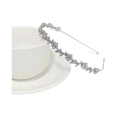 Imagem de Flor strass bandana cocar cabelo senhora - NONE, 1 unidade AB prateado