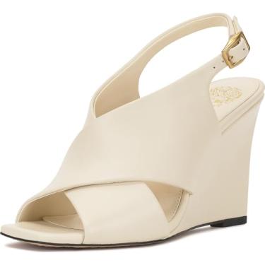 Imagem de Vince Camuto Ameira Sandália de cunha cruzada, branco cremoso, 41