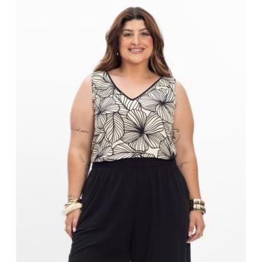 Imagem de Regata em Viscose Feminina Plus Size Secret Glam Bege, Plus G1, Bege