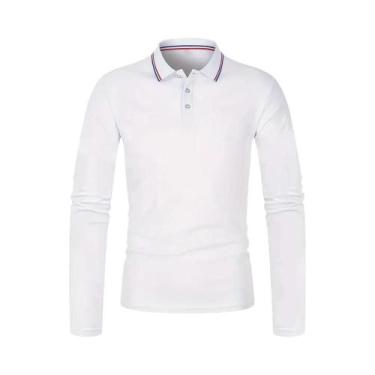 Imagem de Camisa Polo Masculina De Manga Longa Casual Respirável Confortável Par
