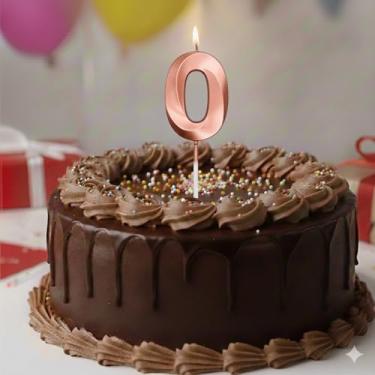 Imagem de Vela De Aniversário Mini Design Número 0 Com 5Cm Silver Festas Rose