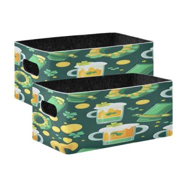 Imagem de xigua Conjunto de 2 caixas de armazenamento St Cubo de armazenamento dobrável, organizador de cestas de armazenamento para decoração de casa, prateleiras de livros, armário, lavanderia, berçário