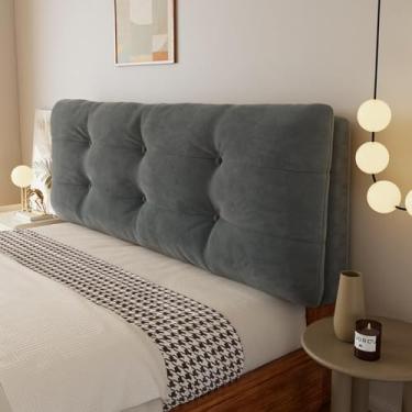 Imagem de Capa de cabeceira lisa universal, capa de cabeceira de cama para cama queen king, proteção contra desgaste, para reforma de quarto, dormitório e decoração de casa de aluguel - cinza ||150 cm