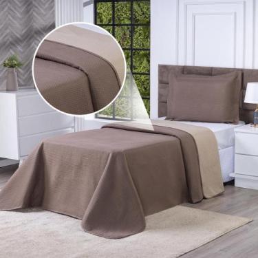 Imagem de Colcha Cobre Leito Solteiro 2 Peças Dupla Face 200 Fios Matelado Ultra