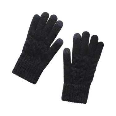 Imagem de Luvas De Lã Tricotadas Unissex Para Inverno Com Tela Sensível Ao Toque