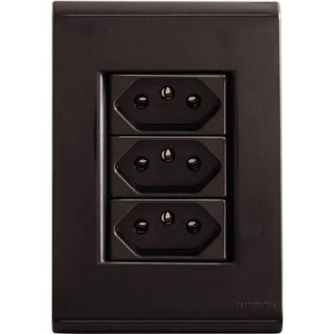 Imagem de Conjunto 4x2 Tramontina Liz Grafite 3 Tomadas 2p+t 10a~250v