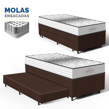 Imagem de Cama Box com Colchão de Molas Ensacadas Double Face Essence Probel + Auxiliar de Espuma Unique Solteiro 88cm