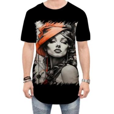 Imagem de Camiseta Longline Pintura a Carvão Mulher Arte Esfumaçada 4 - Kasubeck