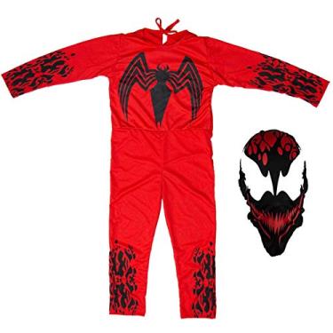 Imagem de Fantasia Venom Vermelho Longo Infantil Carnage Com Máscara (p 2-4)