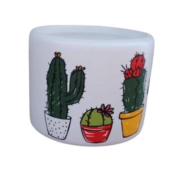 Imagem de Vaso De Cerâmica Com Estampa De Cactos 5,5X7
